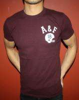 NEW ABERCROMBIE & FITCH AF MUSCLE SLIM BURGUNDY LOGO T SHIRT MENS S 
