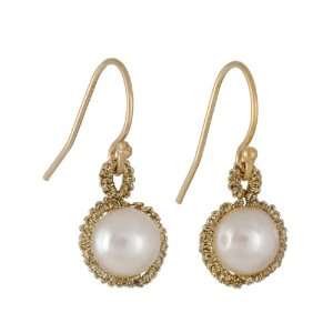  DANIELLE WELMOND  Woven White Pearl Drop Earring: Jewelry