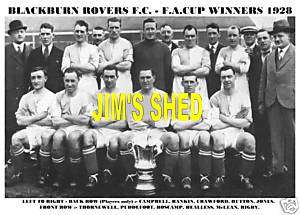 BLACKBURN ROVERS F.C. TEAM PRINT 1928 F.A.CUP WINNERS  