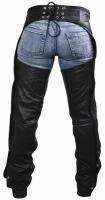 Womens Braided Black Leather Chaps  