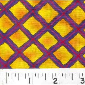  45 Wide Criss Cross   Purple/Yellow Fabric By The Yard 