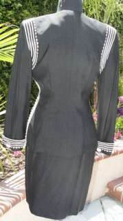 VALENTINO NIGHTS Black & White Trim Skirt Suit Sz 4 * WOW  