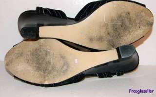 Coldwater Creek womens slingback wedge heels shoes 10 M black fabric 