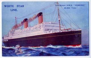 Postcard Twin Screw R.M.S. Homeric White Star Line  