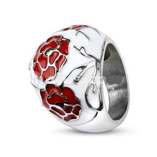 316L Stainless Steel ROSE W/ White Enamel Coated Bubble Ring 2 Color 