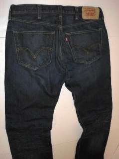   JEANS STRAIGHT LEG BUTTON FLY WHISKERED DARK WASH SIZE W38 L30  