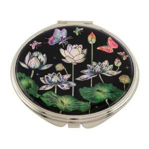  Mother of Pearl White Lotus Flower Design Double Compact 