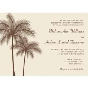  Brown Palm Tree Tropical Wedding Invitations (10 pack 