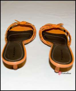 Elie Tahari Orange Apricot Studded Sammi Leather Sandals 10M NIB $98 