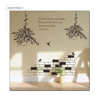 Family Quote & Flower Pot Large Size Wall Sticker Decal  