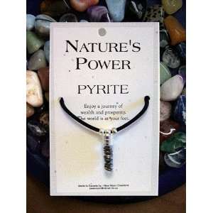   Power Pyrite Gemstone Vial for Wealth & Prosperity with 30 Black Cord