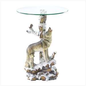 Mother Wolf & cub glass top table over 24 high great for western 