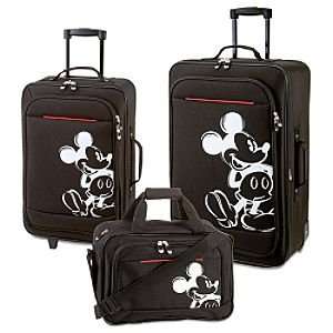    Disney Rolling Mickey Mouse Luggage Set    Black 3 Pc.: Clothing