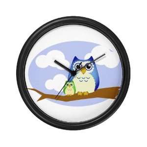  Colorful Owl Family green ki Animals Wall Clock by 