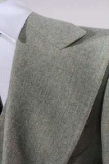 Vintage MOD Olive Green Flannel Wool 3 Piece Suit 34 R  