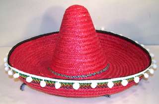 RED SOMBRERO HAT W TASSELS dress up siesta party hats costume items 