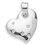 Polished Heart with CZs Pendant .925 Sterling Silver  