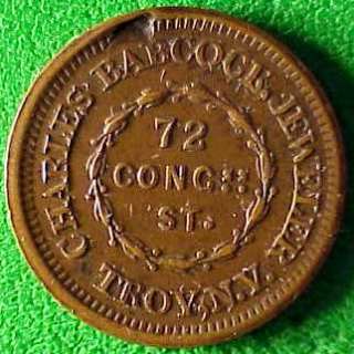 Troy Jeweler Civil War Token:NY 890A 1a R3 CHARLES BABCOCK, Indian 