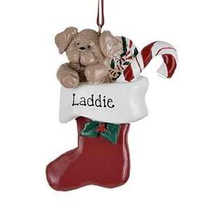 Personalized Dog in Stocking   Brown Christmas Ornament  