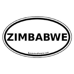 Zimbabwe Africa State Car Bumper Sticker Decal Oval Black and White