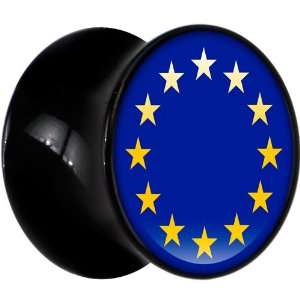  8mm Black Acrylic European Union Flag Saddle Plug: Jewelry