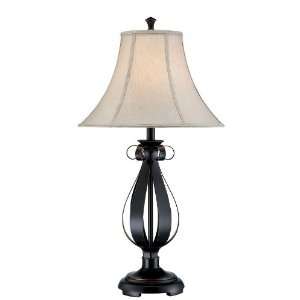 Table Lamp with Light Beige Sand Washed Fabric Shade in Dark Bronze 