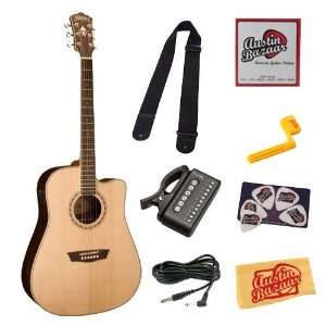  Washburn WD20SCE Dreadnought Cutaway Acoustic Electric 