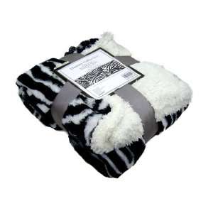  Zebra Black and White Faux Fur Throw