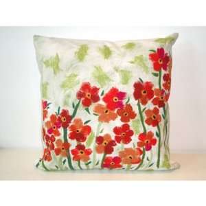   Poppies Square Indoor/Outdoor Pillow in Red Size 20