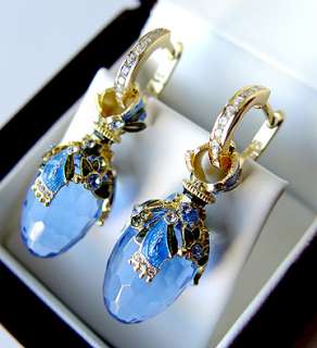 SALE!GORGEOUS MADE OF STERLING SILVER 925 EARRINGS with BLUE TOPAZ and 