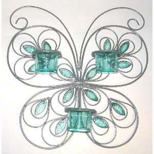    Blue BUTTERFLY WALL SCONCE votive candle holder: Everything Else