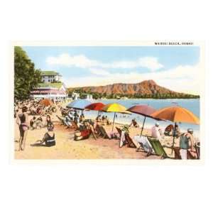  Waikiki Beach, Hawaii Premium Giclee Poster Print, 18x24 