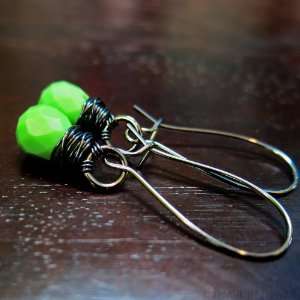  Green Howlite   Mao Uwea Wahi Earrings   cute handmade 