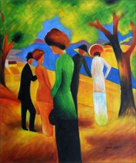 High Q. Hand Painted Oil Painting Repro August Macke Lady in Green 