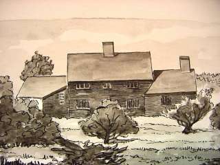 1930 40s C.Palmer Ink, Gouache & Watercolor Painting Jackson House 