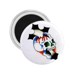 Tattoo Cross Skull Art Fridge Souvenir Magnet 2.25 Free Shipping