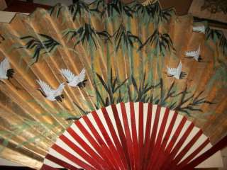 VINTAGE CHINESE FAN FOLDS OUT TO 50 BY 30 INCHES LONG  