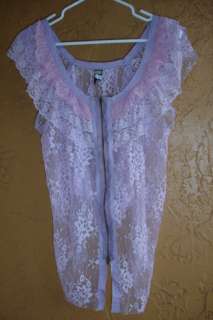 NWT* Free People Lavendar Fly Away Lace Top Shirt Med.  