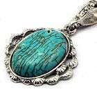 NEW Scroll Framed Oval Natural Turquoise Silver Pendant