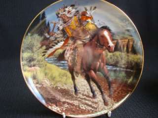 FRANKLIN MINT AMERICAN INDIAN CHARGING WARRIOR PLATE  
