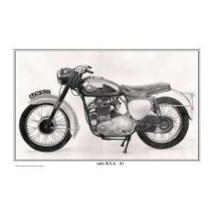  1961 B.S.A. A7 500cc Motorcycle Giclee Poster Print by 