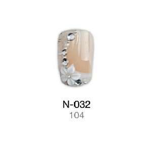 Gen Eye Candy Fingernails White Flower With Diamond onTaupe Nail