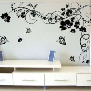 Large Butterfly Vine Flower Wall Stickers / Wall Decals  
