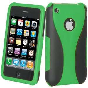 New Amzer Twin Snap On Case Green/ Black For Iphone 3G Iphone 3G S 