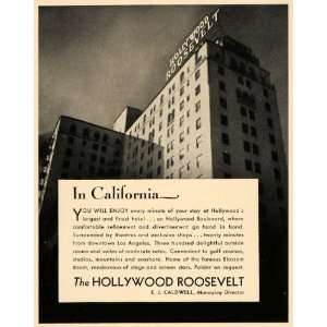  1932 Ad California Los Angeles Hollywood Roosevelt Hotel 