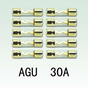 10PCS 30AMP 30A Car AGU Glass Fuse Gold Plated For Car Audio  