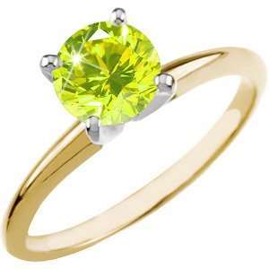   Ring with Fancy Greenish Yellow Diamond 1 carat Brilliant cut Jewelry