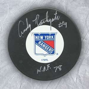  ANDY BATHGATE New York Rangers SIGNED Hockey Puck: Sports 