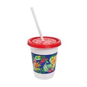 Solo Plastic Kids Cups with Lids/Straws, 12 oz., Jungle Print, Sold as 