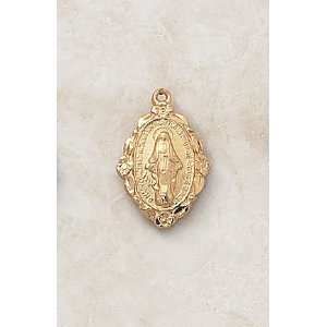  Gold Filled Catholic Miraculous Mary Medal Scalloped Fancy 